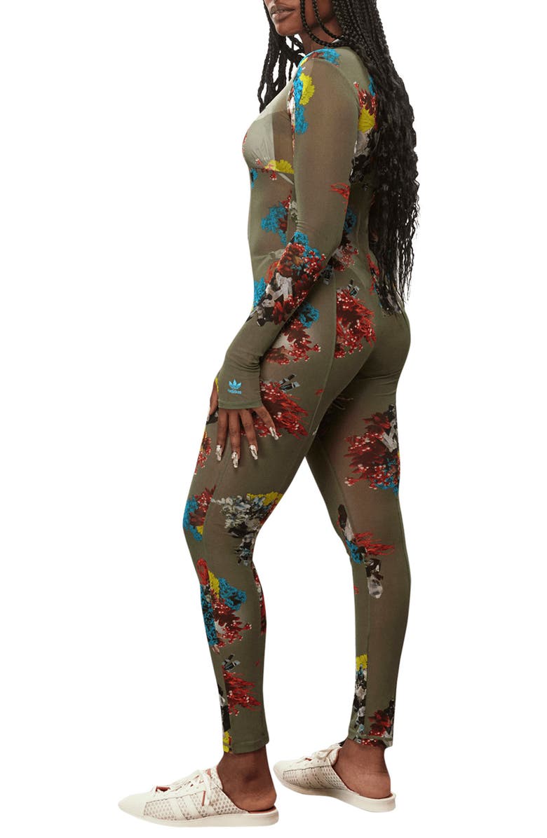 adidas x IVY PARK Floral Long Sleeve Mesh Jumpsuit, Alternate, color, 