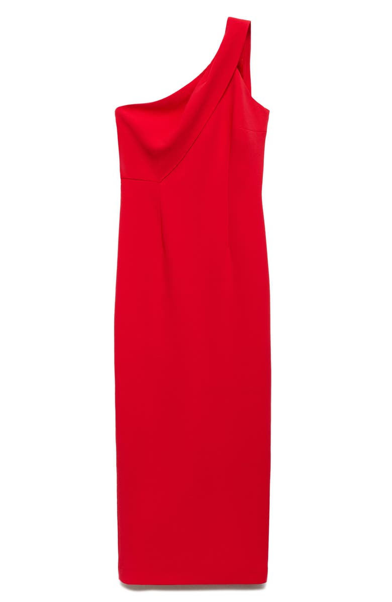 MANGO One-Shoulder Sheath Dress, Alternate, color, Red