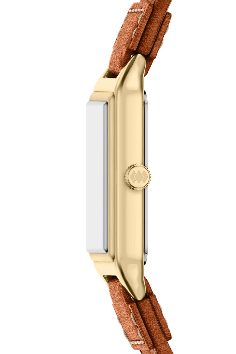 Raquel Leather Strap Watch, 23mm x 38mm, Alternate, color, GOLD/ TAN