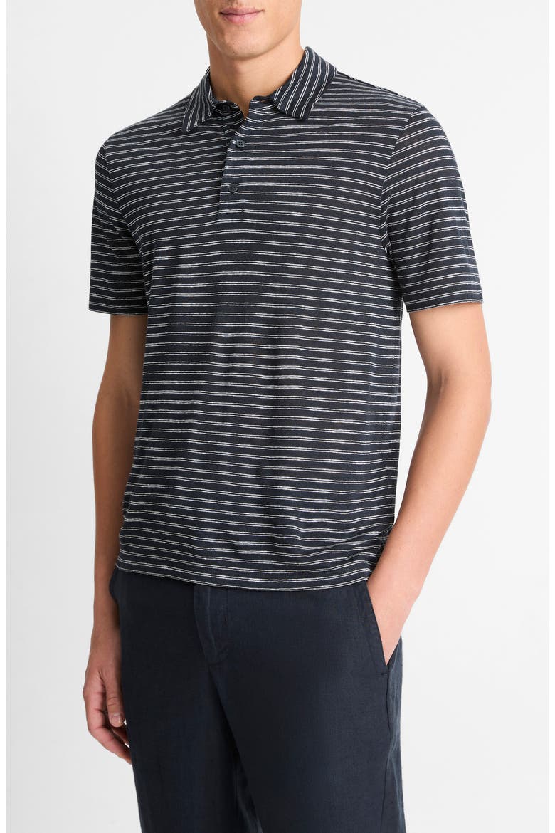 Stripe Linen Polo, Alternate, color, COASTAL/ OPTIC WHITE