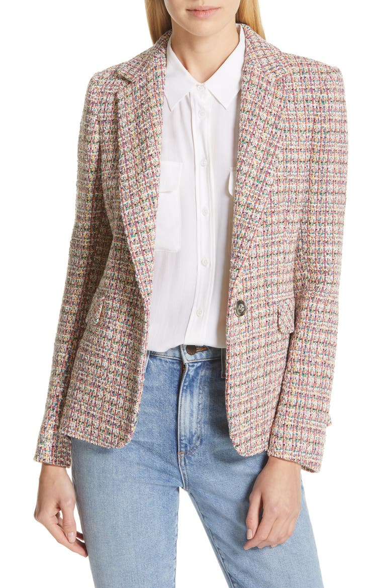 Colorful Tweed Blazer, Main, color, ORANGE