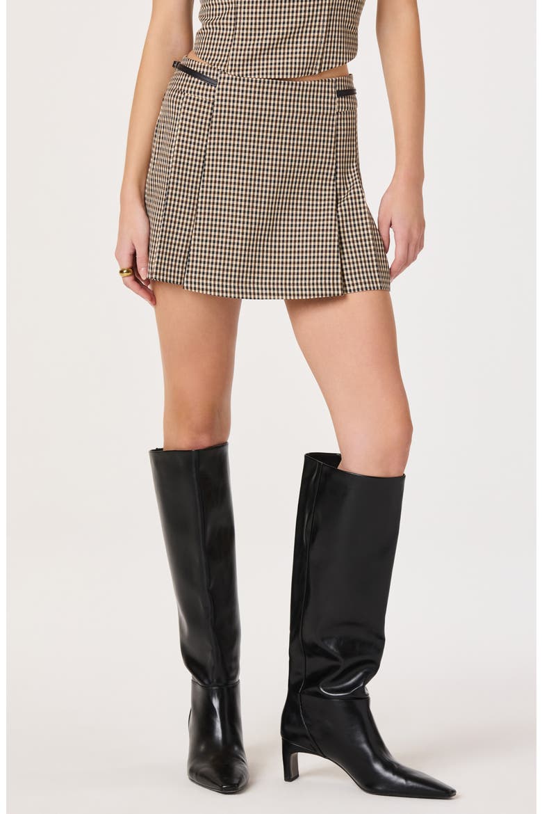 Cleora Pleated Skort, Main, color, BROWN BLACK GINGHAM