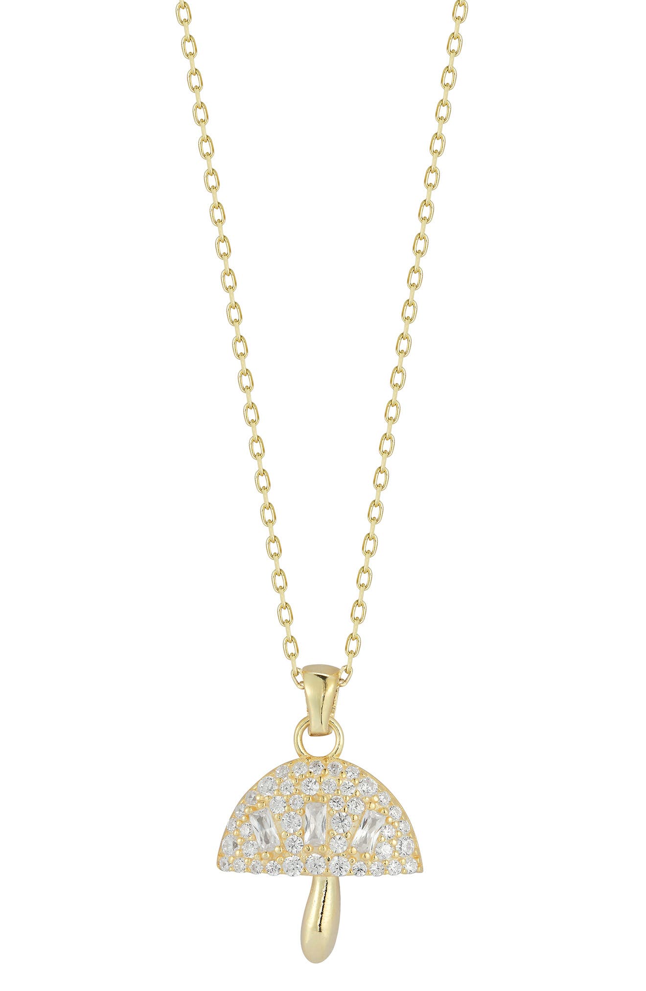 SPHERA MILANO 14K Yellow Gold Plated Sterling Silver CZ Mushroom Pendant Necklace