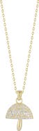 SPHERA MILANO 14K Yellow Gold Plated Sterling Silver CZ Mushroom Pendant Necklace