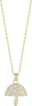 SPHERA MILANO 14K Yellow Gold Plated Sterling Silver CZ Mushroom Pendant Necklace