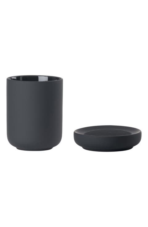 Ume Soap Dish & Toothbrush Mug Stoneware Set