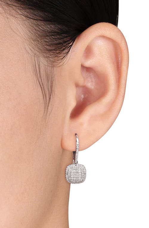 Delmar Double Halo Diamond Pendant Necklace & Drop Earrings Set In Silver