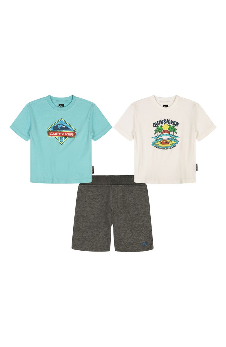 Quiksilver Kids' 3-Pack Assorted T-Shirts & Shorts Set, Alternate, color, White Multi