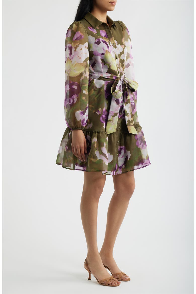 Tiered Chiffon Shirt Dress, Alternate, color, IVY MULTI