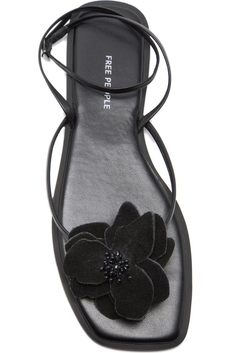 Free People Mismatched Magnolia Appliqué Ankle Strap Sandal, Alternate, color, Black Tide Leather