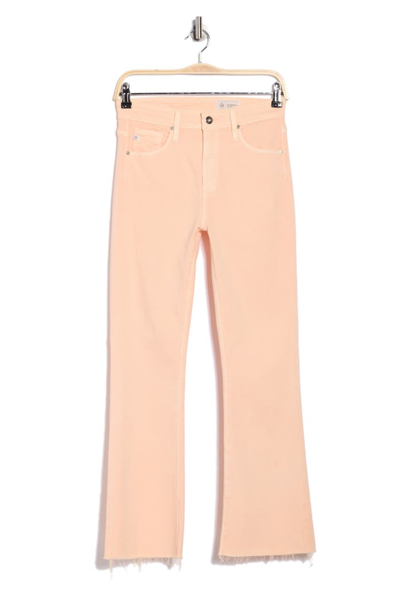 Farrah High Waist Raw Hem Crop Bootcut Jeans, Alternate, color, MELLOW PEACH
