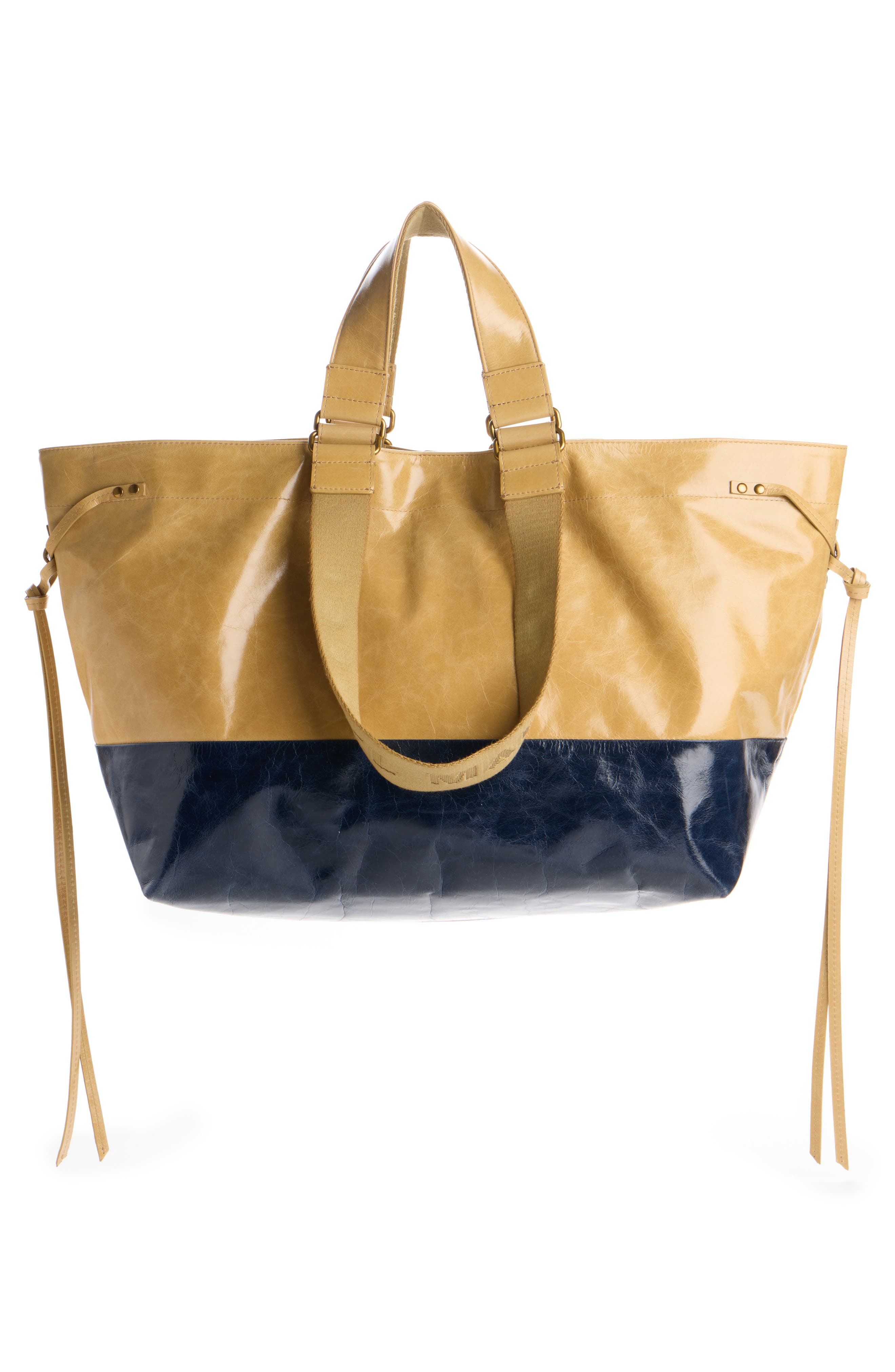 Isabel Marant Wardy Colorblock Leather Shopper Tote, Alternate, color, Beige/ Navy