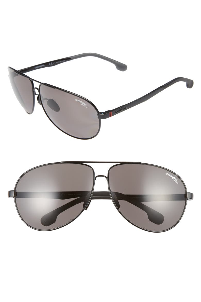 66mm Polarized Sunglasses, Main, color, MATTE BLACK/ GREY
