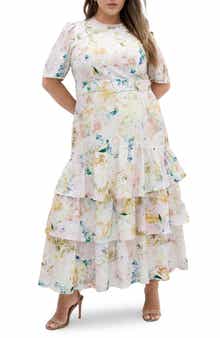 City Chic Garden of Love Tiered Maxi Dress