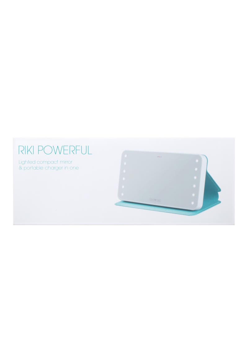 Riki Powerful LED-lighted Mirror & Power Bank, Alternate, color, WHITE