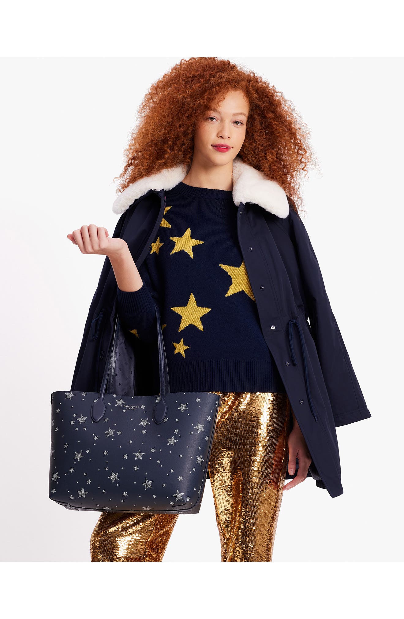Kate Spade New York bleecker starlight print tote, Alternate, color, 
