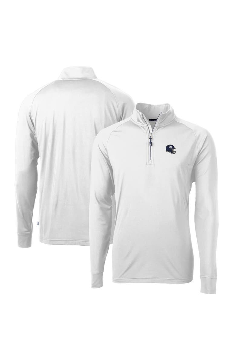 Cutter & Buck Men's Cutter & Buck  White New York Giants Helmet Adapt Eco Knit Stretch Recycled Quarter-Zip Pullover Top, Main, color, 