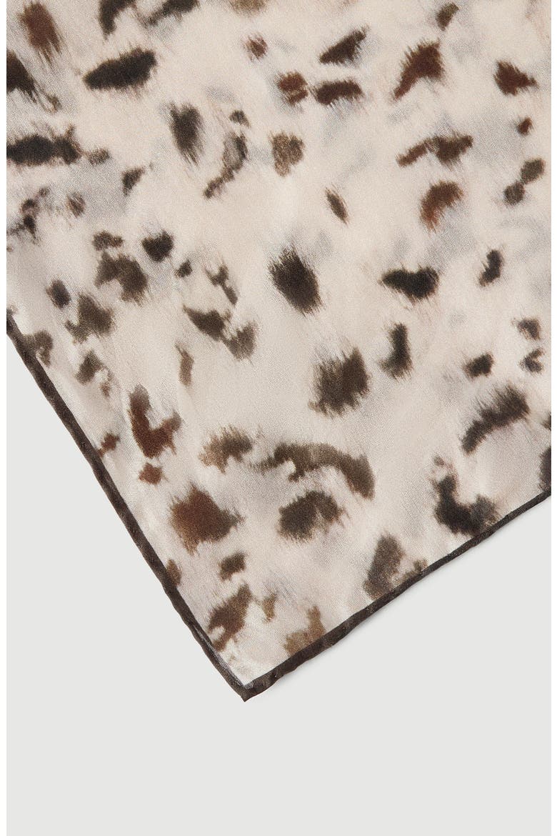 Lynx print silk foulard, Alternate, color, Beige