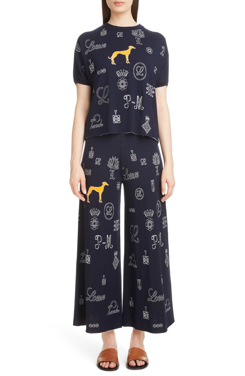 Loewe Dog & Logo Knit Crop Sweater, Alternate, color,