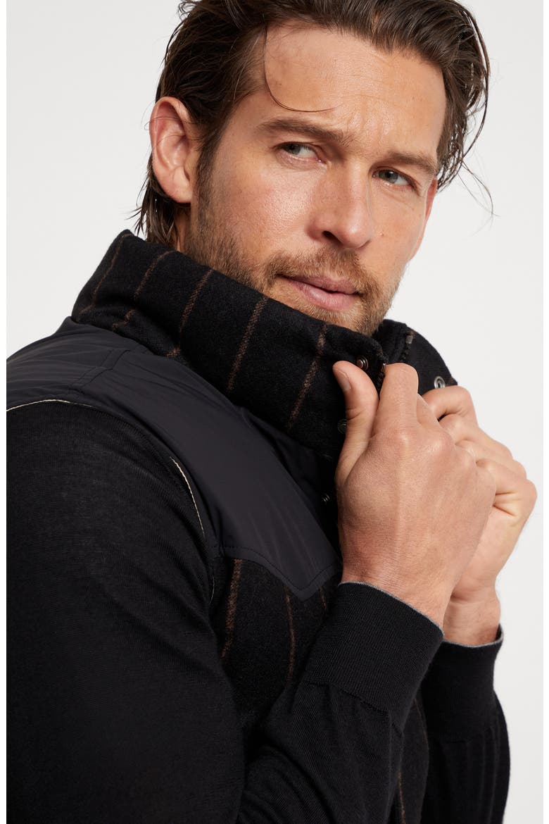 Chalk stripe down vest, Alternate, color, Black