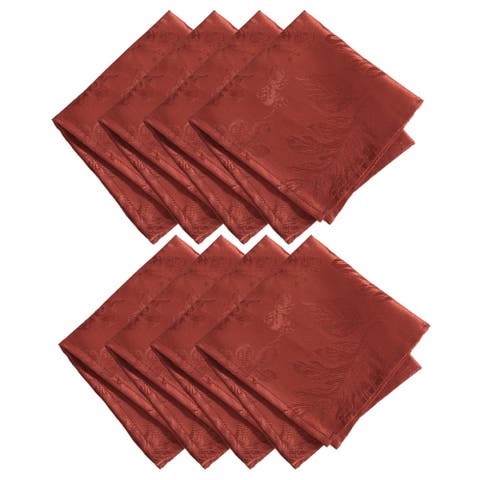Elegant Woven Leaves Jacquard Damask Napkin Set Of 8