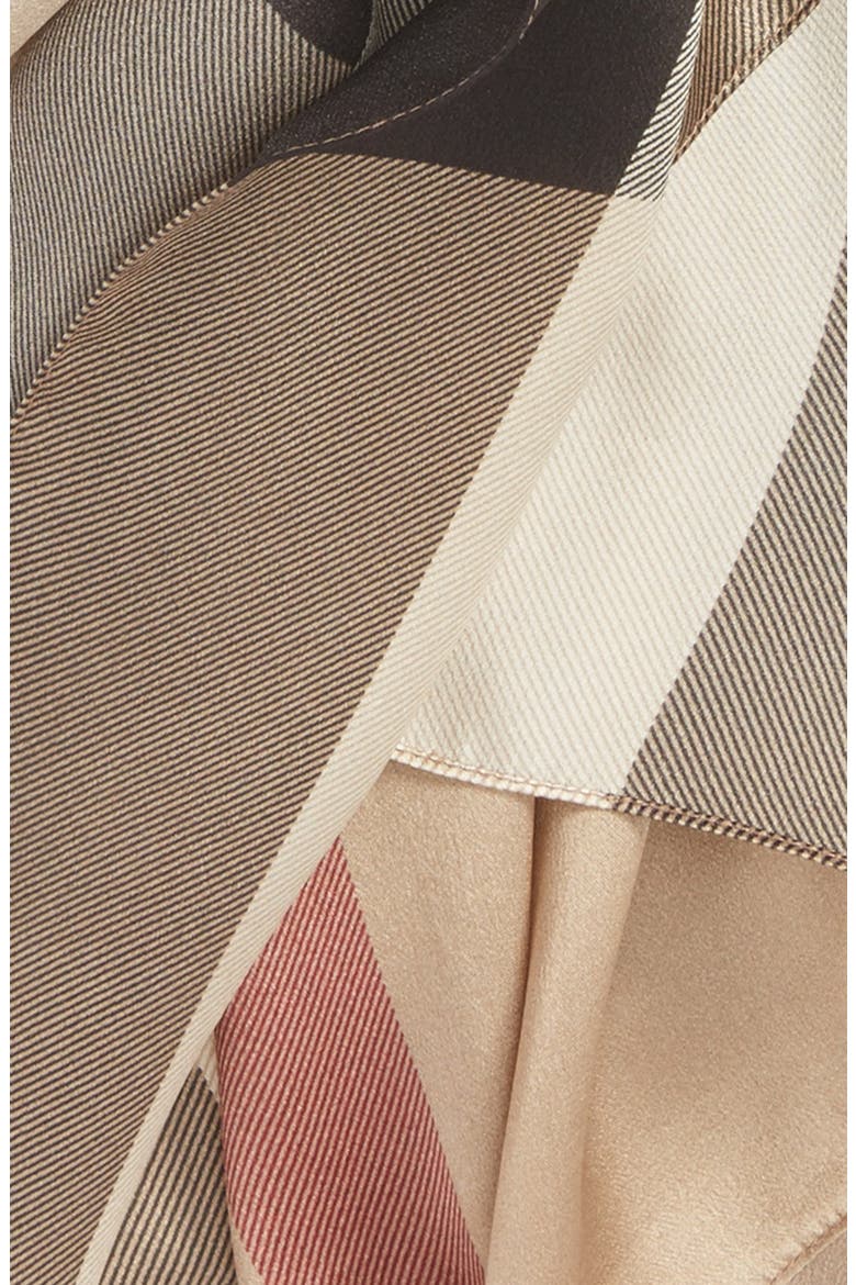 Check Print Silk Scarf, Alternate, color, SMOKED TRENCH CHECK