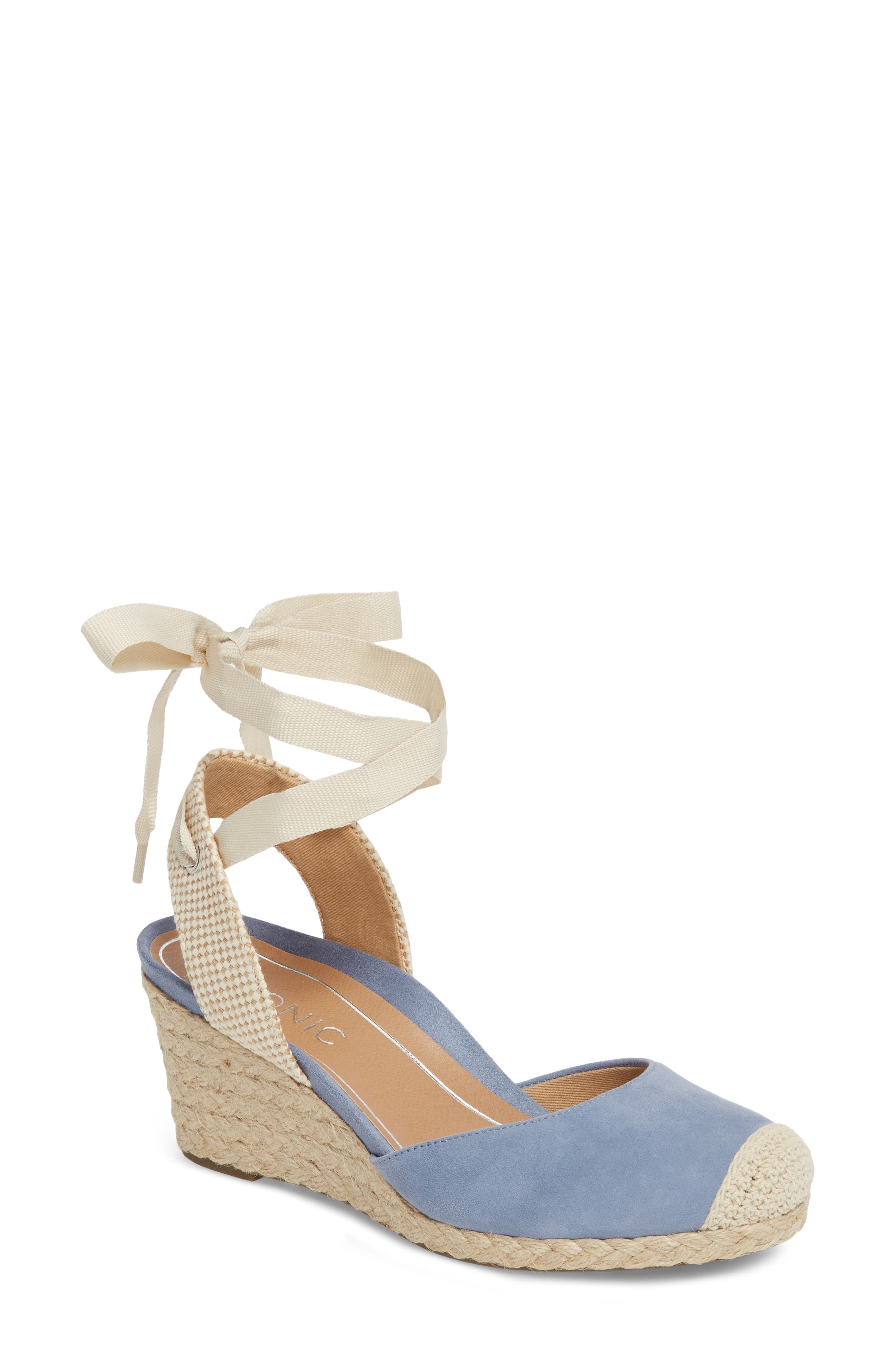 Vionic Maris Orthaheel® Espadrille Wedge Sandal, Main, color, BLUE FABRIC