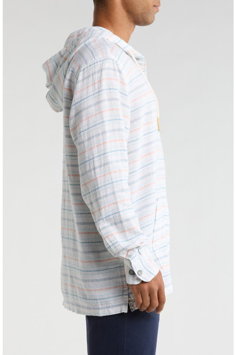Castelo Baja Stripe Linen Blend Pullover Hoodie, Alternate, color, WHITE