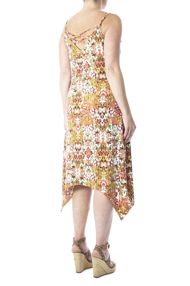 V-Neck Sleeveless Handkerchief Hem Dress, Alternate, color, SUNSET MULTI BOHO MEADOW