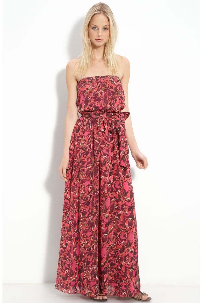 Hinge® Strapless Maxi Dress, Main, color, LAYERED LILY PRINT