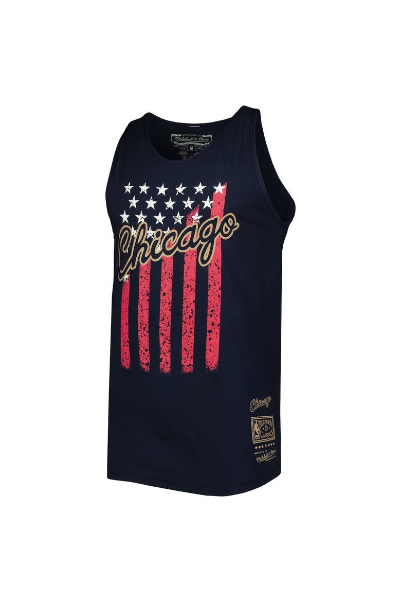 Men's Mitchell & Ness Navy Chicago Bulls Hardwood Classics Americana Stars and Stripes Tank Top, Alternate, color, Navy