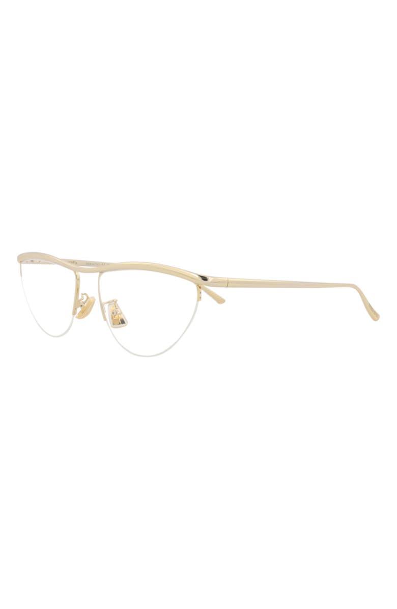 Bottega Veneta 56mm Novelty Square Optical Glasses, Alternate, color, Gold Gold Transparent