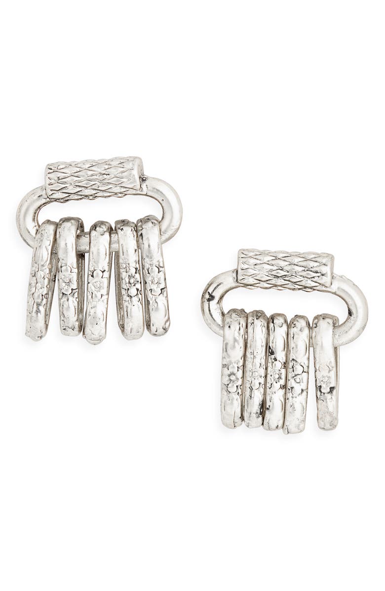 Karine Sultan Fringe Swing Drop Earrings, Main, color, Silver