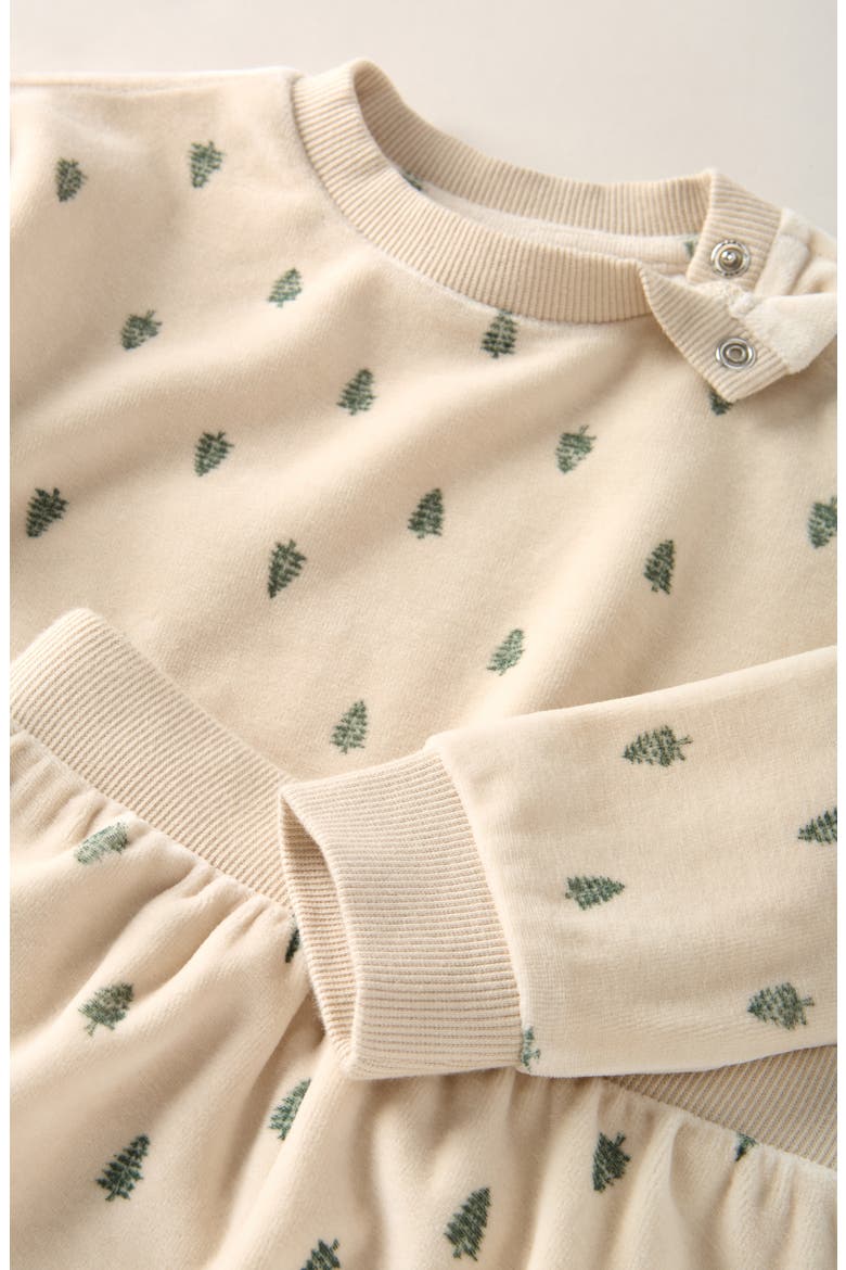 Print Velour Sweatshirt & Joggers Set, Alternate, color, BEIGE OATMEAL TREES