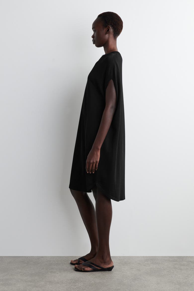 Circle-Cut Knit Dress, Alternate, color, BLACK