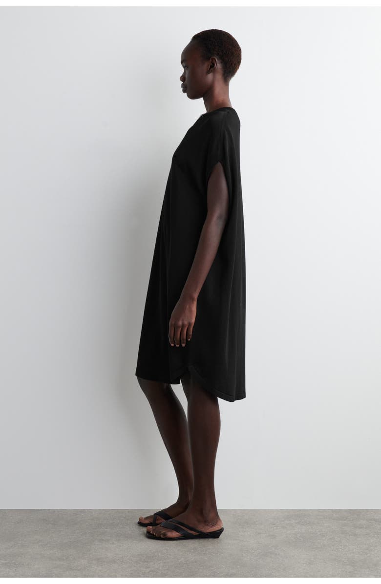 COS Circle-Cut Knit Dress, Alternate, color, Black
