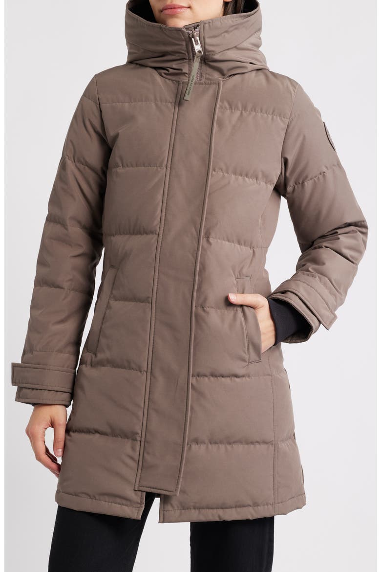 Shelburne Water Resistant 625 Fill Power Down Parka, Main, color, TAUPE GREY