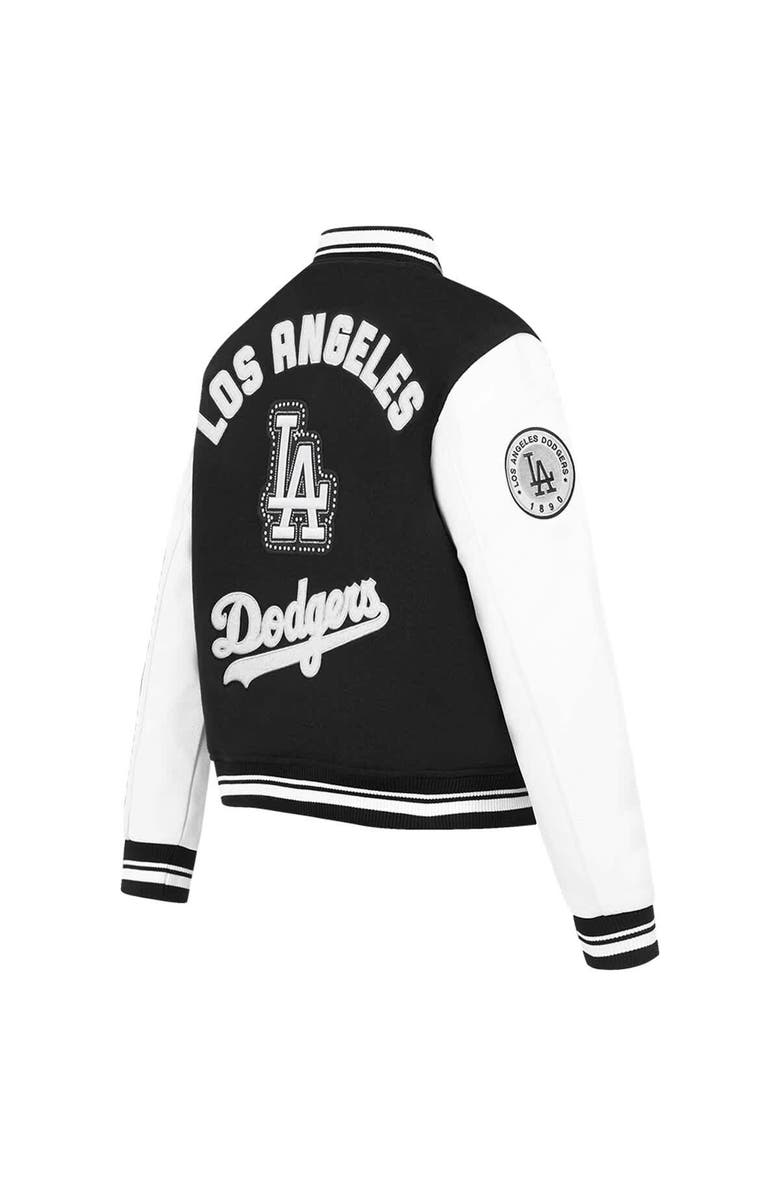 PRO STANDARD Women's Pro Standard Black Los Angeles Dodgers Pearls Rib Wool Full-Zip Varsity Jacket, Alternate, color, 
