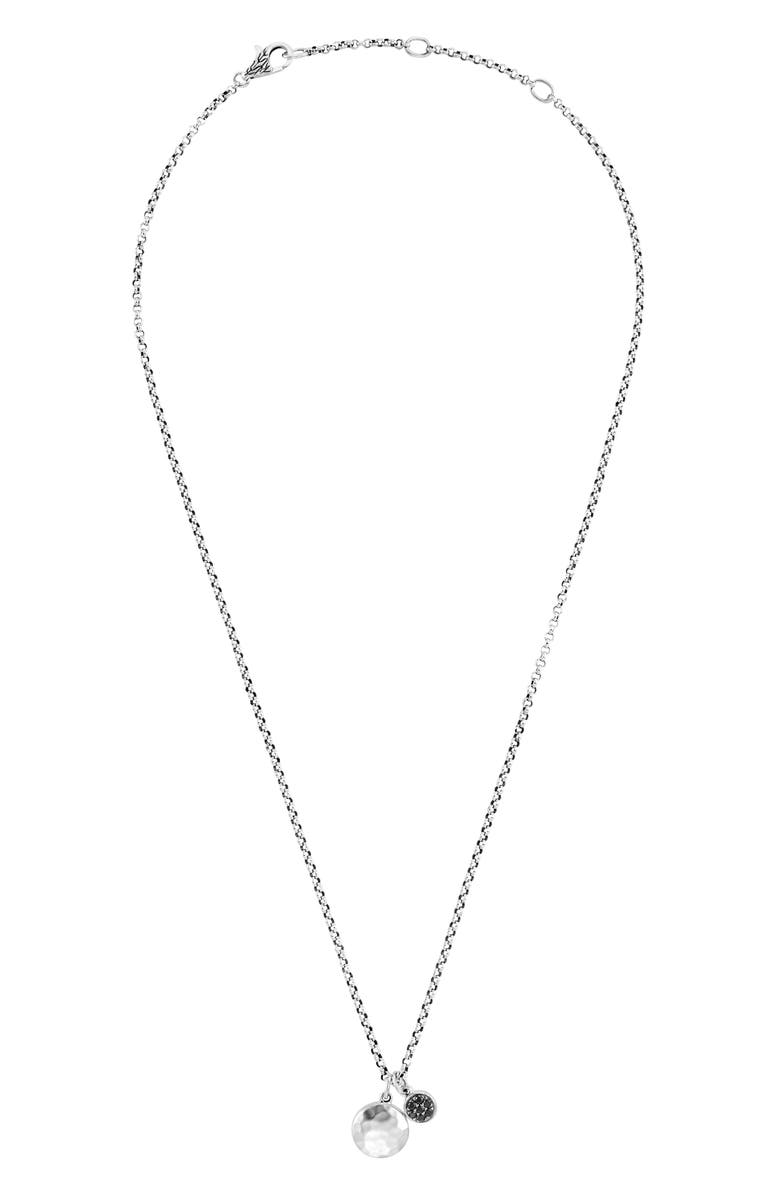 John Hardy Dot Hammered Double Pendant Rolo Chain Necklace, Alternate, color, Black
