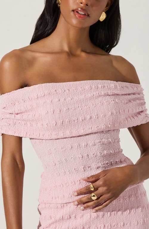 Astr The Label Off The Shoulder Textured Knit Top In Pink