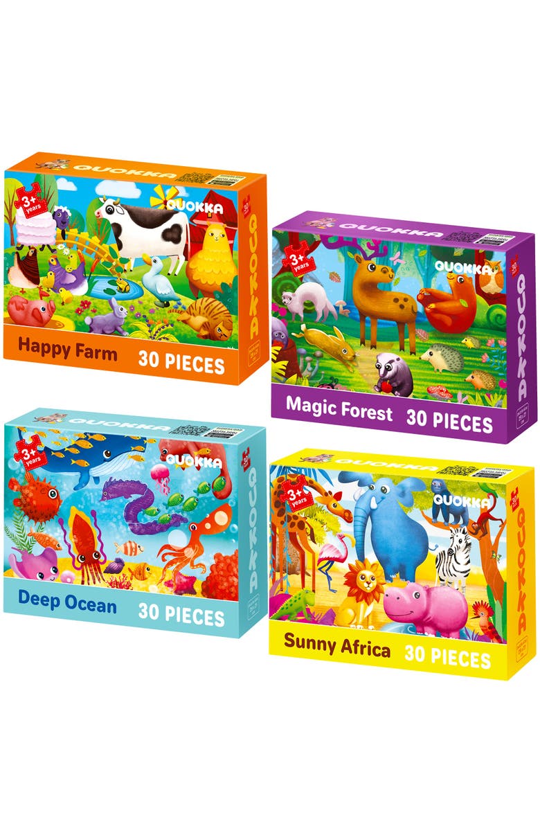 Quokka 30-Piece Puzzle Set for Kids, Main, color, Farm, Forest, Ocean, Africa