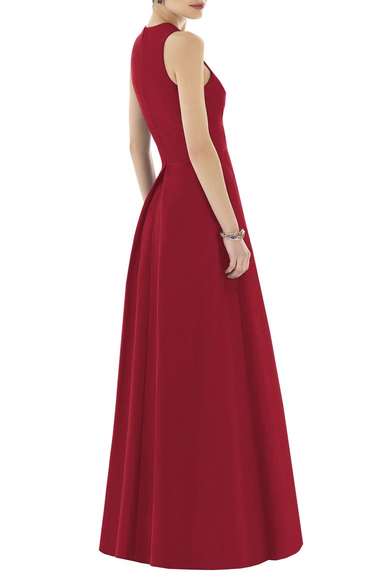 FULL LENGTH V-NECK DUPIONI DRE, Alternate, color, BARCELONA