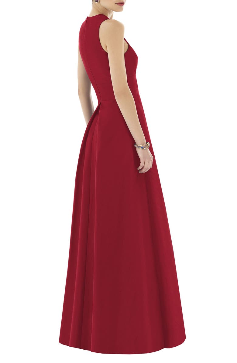 Alfred Sung Dupioni Pleat A-Line Gown, Alternate, color, Barcelona