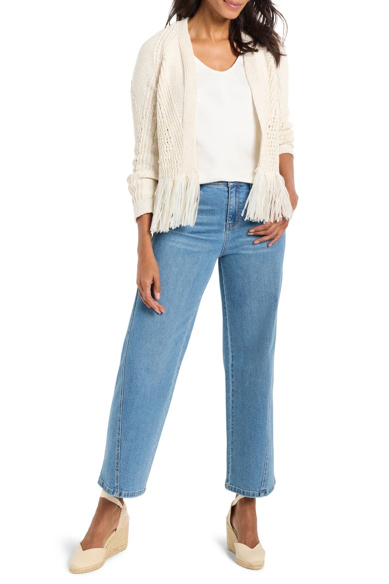 Fringe Trim Cardigan, Alternate, color, CANVAS