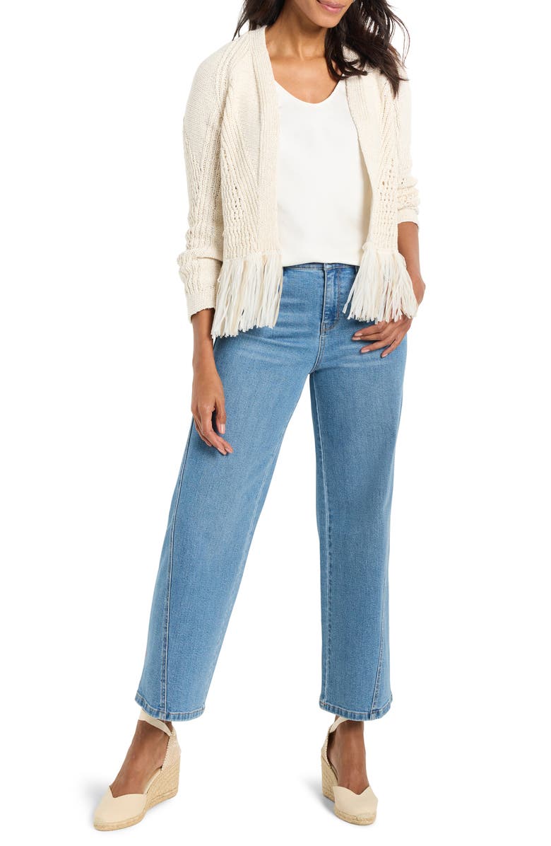 NIC+ZOE Fringe Trim Cardigan, Alternate, color, Canvas