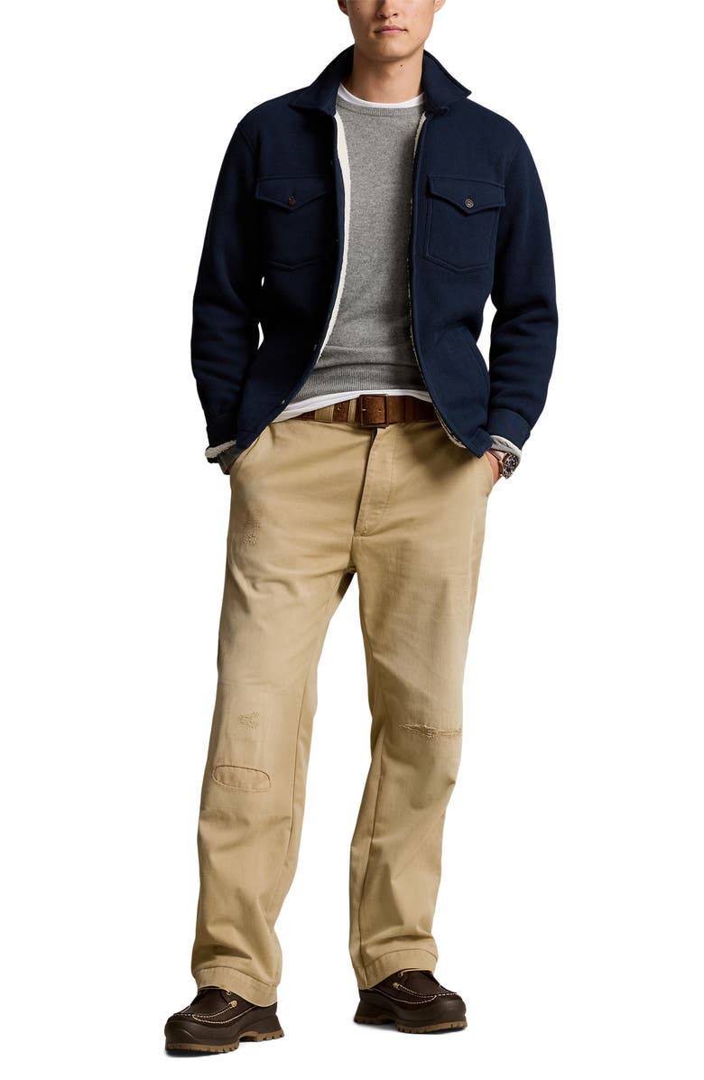 Polo Ralph Lauren Waffle Stitch Shirt Jacket with Faux Shearling Lining, Alternate, color,