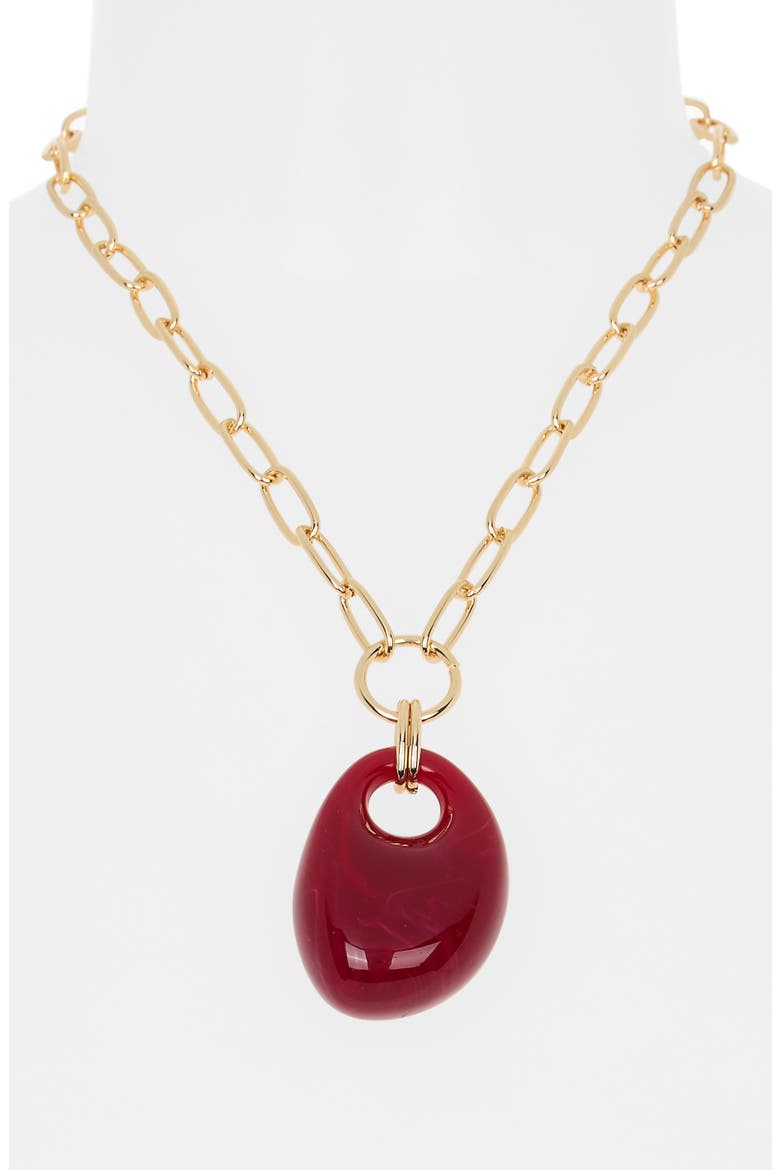 Resin Pendant Chain Necklace, Alternate, color, BURGUNDY
