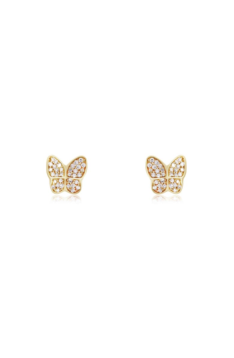 The Lovery Fine Jewelry Diamond Butterfly Stud Earrings, Alternate, color, Yellow Gold