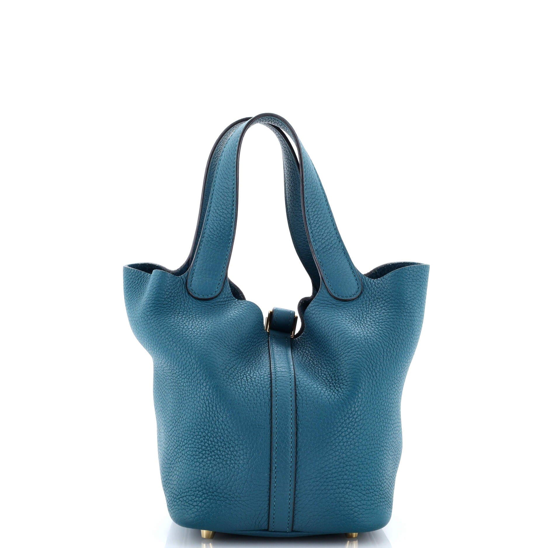 Pre-Owned Hermes Picotin Lock Bag Clemence PM, Alternate, color, Vert Bosphore