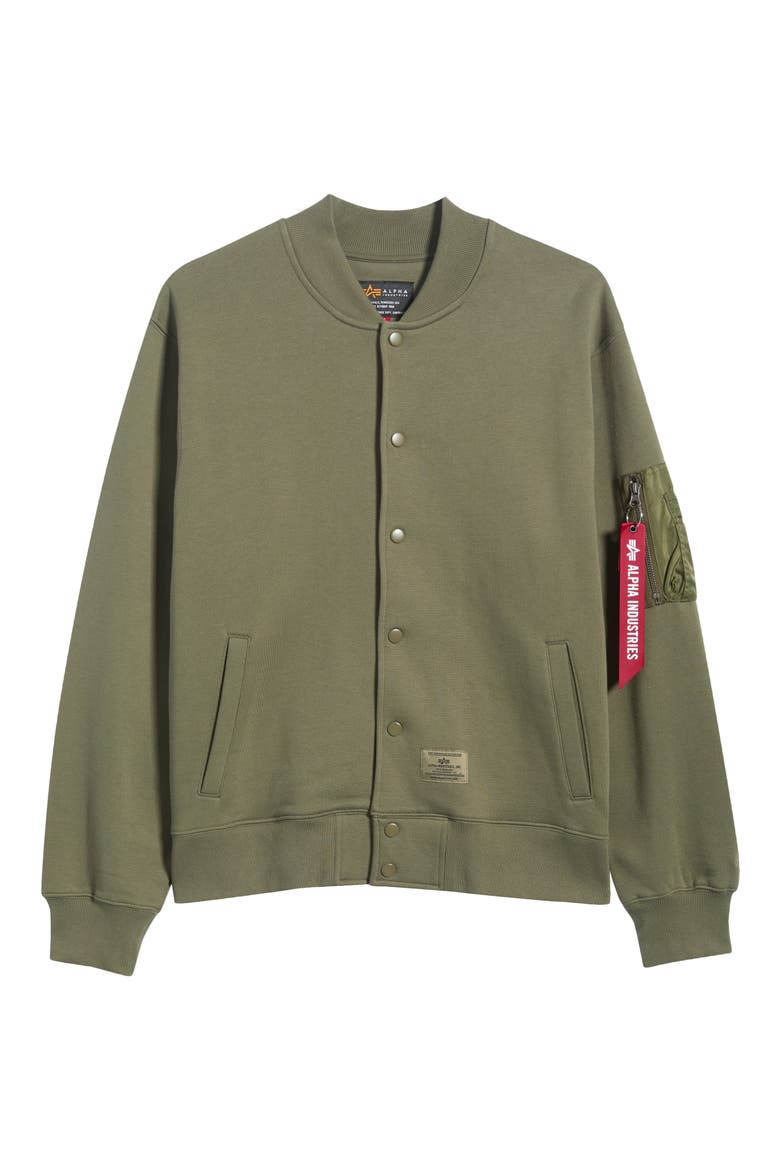 MA-1 Snap Front Sweatshirt, Alternate, color, OG-107 GREEN
